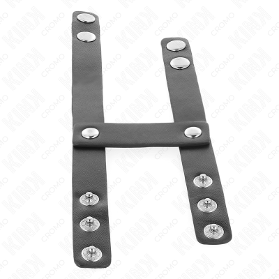 KINK - ANEL DE PÉNIS DUPLO DE COURO AJUSTÁVEL - D-241282 - Dona Pimenta