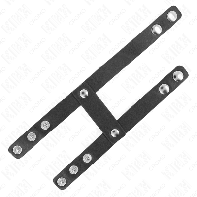 KINK - ANEL DE PÉNIS DUPLO DE COURO AJUSTÁVEL - D-241282 - Dona Pimenta