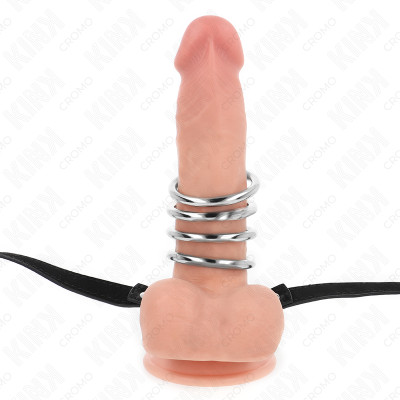KINK - 5 ANÉIS DE PÉNIS 3,8 CM A 5 CM METAL COM CINTO DE COURO 112 CM - D-241283 - Dona Pimenta