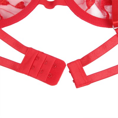 SUBBLIME - 954321 SUTIÃ COM ESTAMPA DE CORAÇÃO + TANGA + CINTO-LIGA VERMELHO S/M - D-242211 - Dona Pimenta