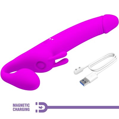PRETTY LOVE - ZANINI STRAPLESS STRAP-ON 10 VIBRAÇÕES ROXO - D-241908 - Dona Pimenta