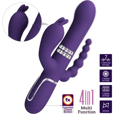 PRETTY LOVE - CAMMY TRIPLO VIBRADOR MULTIFUNÇÃO 4 EM 1 ROXO - D-241872 - Dona Pimenta