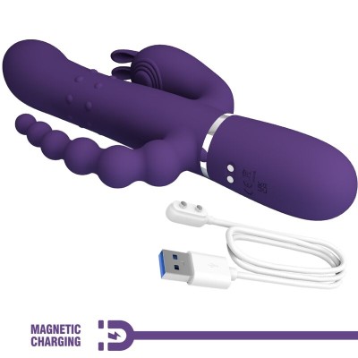 PRETTY LOVE - CAMMY TRIPLO VIBRADOR MULTIFUNÇÃO 4 EM 1 ROXO - D-241872 - Dona Pimenta