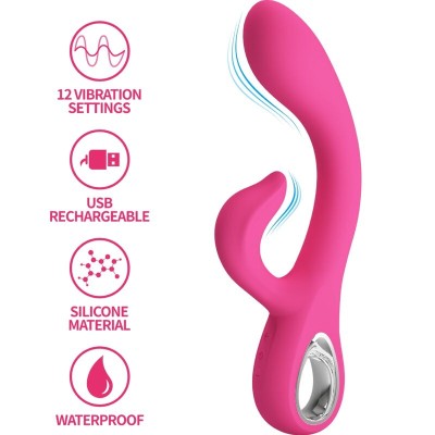 PRETTY LOVE - FRITZ RABBIT VIBRADOR 12 VIBRAÇÕES ROSA - D-241883 - Dona Pimenta