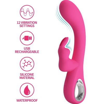 PRETTY LOVE - NOVAK RABBIT VIBRADOR 12 VIBRAÇÕES ROSA - D-241884 - Dona Pimenta