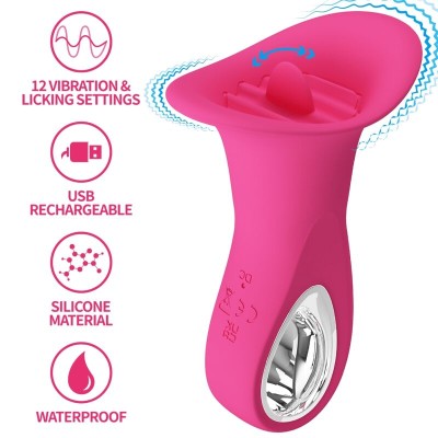 PRETTY LOVE - CLYDE VIBRADOR ORAL LÍNGUA VIBRANTE 12 VIBRAÇÕES ROSA - D-241885 - Dona Pimenta