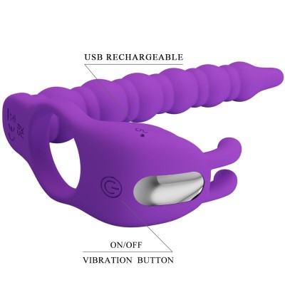 PRETTY LOVE - BLACKNEY ANÉIS PARA PÉNIS COM PLUG VIBRADOR - D-239774 - Dona Pimenta