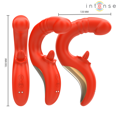 INTENSE - VIBRADOR E ESTIMULADOR PAULINA EM FORMA DE U VERMELHO - D-242088 - Dona Pimenta