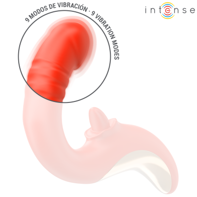 INTENSE - VIBRADOR E ESTIMULADOR PAULINA EM FORMA DE U VERMELHO - D-242088 - Dona Pimenta
