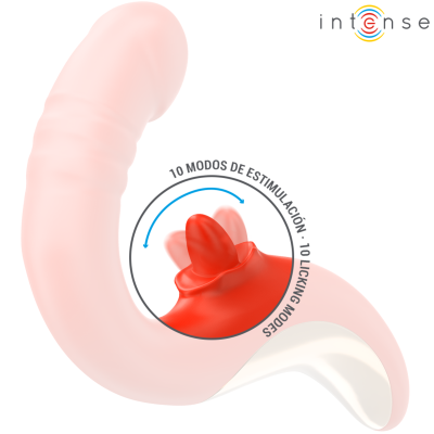 INTENSE - VIBRADOR E ESTIMULADOR PAULINA EM FORMA DE U VERMELHO - D-242088 - Dona Pimenta