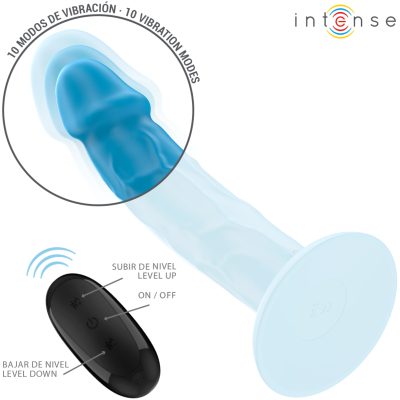 INTENSE - PHOEBE VIBRADOR REALISTA 10 VIBRAÇÕES AZUL CONTROLE REMOTO - D-241958 - Dona Pimenta