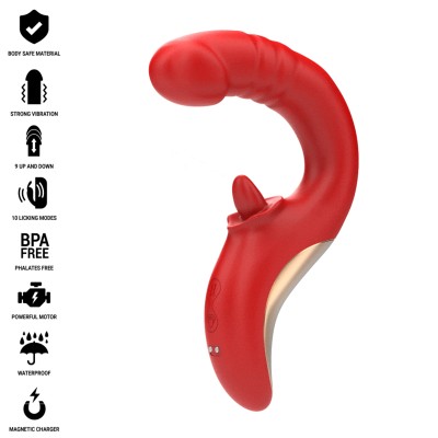 INTENSE - VIBRADOR E ESTIMULADOR PAULINA EM FORMA DE U VERMELHO - D-242088 - Dona Pimenta