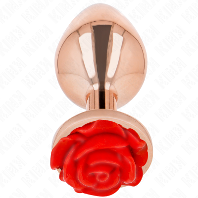 KINK - PLUG ANAL ROSA OURO COM ROSA VERMELHA L - D-242588 - Dona Pimenta
