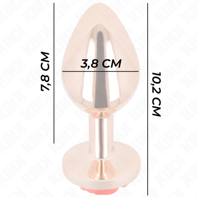 KINK - PLUG ANAL ROSA OURO COM ROSA VERMELHA L - D-242588 - Dona Pimenta