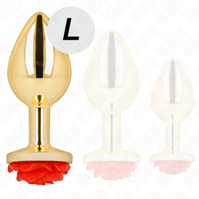 KINK - PLUG ANAL OURO ROSA VERMELHO TAMANHO L - D-242591 - Dona Pimenta