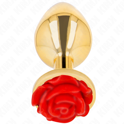 KINK - PLUG ANAL OURO ROSA VERMELHO TAMANHO L - D-242591 - Dona Pimenta