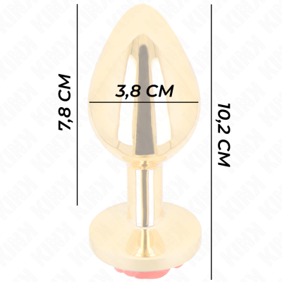 KINK - PLUG ANAL OURO ROSA VERMELHO TAMANHO L - D-242591 - Dona Pimenta
