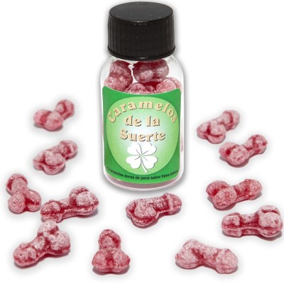 DIABLO PICANTE - 12 DOCES DA SORTE EM FORMA DE PÉNIS MORANGO/CEREJA - D-242361 - Dona Pimenta