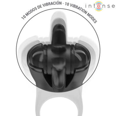 INTENSE - MABEL ANEL VIBRATÓRIO 10 VIBRAÇÕES COM ESTIMULADOR DE CLITÓRIS PRETO - D-242083 - Dona Pimenta