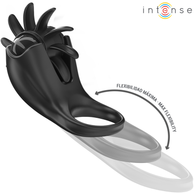 INTENSE - MABEL ANEL VIBRATÓRIO 10 VIBRAÇÕES COM ESTIMULADOR DE CLITÓRIS PRETO - D-242083 - Dona Pimenta