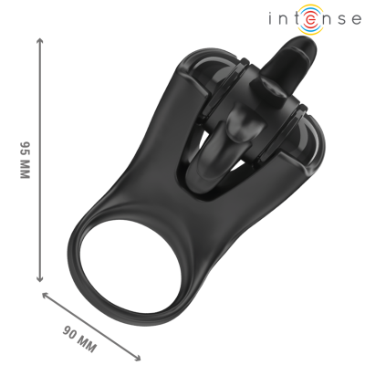 INTENSE - MABEL ANEL VIBRATÓRIO 10 VIBRAÇÕES COM ESTIMULADOR DE CLITÓRIS PRETO - D-242083 - Dona Pimenta