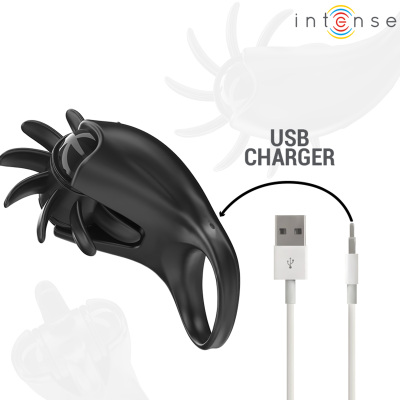 INTENSE - MABEL ANEL VIBRATÓRIO 10 VIBRAÇÕES COM ESTIMULADOR DE CLITÓRIS PRETO - D-242083 - Dona Pimenta
