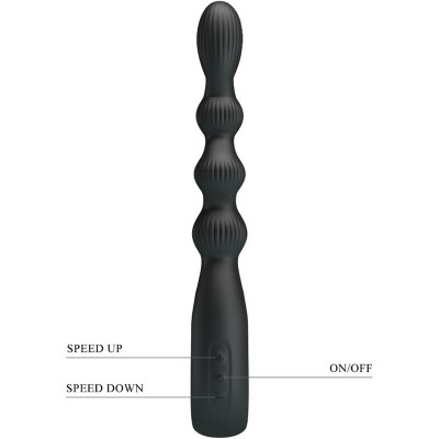 PRETTY LOVE - FEDERER VIBRADOR ANAL 12 VIBRAÇÕES PRETO - D-242466 - Dona Pimenta