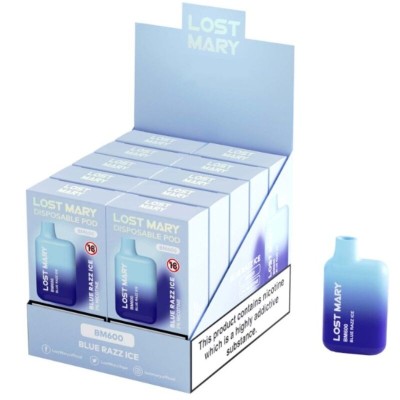 LOST MARY - BM600 NICOTINA VAPER 2% DESCARTÁVEL AZUL RAZZ ICE - D-242690 - Dona Pimenta