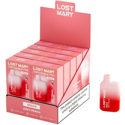 LOST MARY - BM600 NICOTINE VAPER 2% DESCARTÁVEL JUICY PEACH - D-242692 - Dona Pimenta