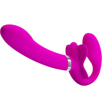 PRETTY LOVE - VIBRADOR VALERIE DOUBLE STRAP-ON 12 VIBRAÇÕES ROXO - D-242423 - Dona Pimenta