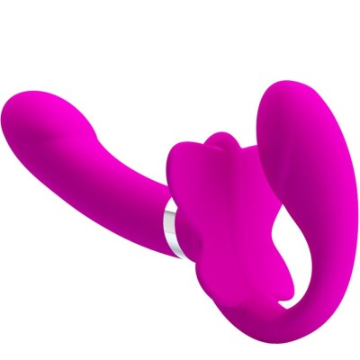 PRETTY LOVE - VIBRADOR VALERIE DOUBLE STRAP-ON 12 VIBRAÇÕES ROXO - D-242423 - Dona Pimenta