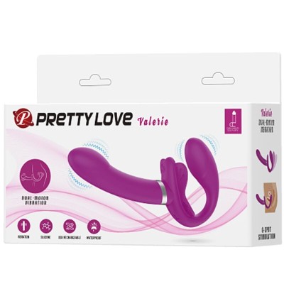 PRETTY LOVE - VIBRADOR VALERIE DOUBLE STRAP-ON 12 VIBRAÇÕES ROXO - D-242423 - Dona Pimenta