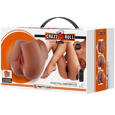 CRAZY BULL - BERNACE ASS VIBRADOR COM VAGINA REALISTA E ÂNUS CARNE CONTROLE REMOTO - D-242721 - Dona Pimenta