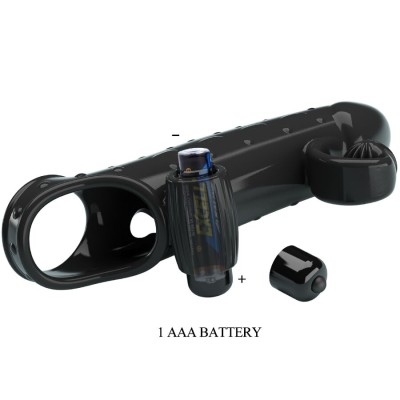 ROMANCE - MANGA VIBRANTE PARA PÉNIS PRETA - D-242741 - Dona Pimenta