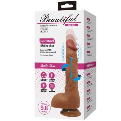 BAILE - BEAUTIFUL WILKS 5 CONFIGURAÇÕES VIBRADOR REALISTA 25 CM MULATO - D-242737 - Dona Pimenta