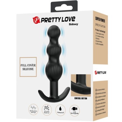 PRETTY LOVE - VIBRADOR ANAL SIDNEY 10 VIBRAÇÕES PRETO - D-242712 - Dona Pimenta