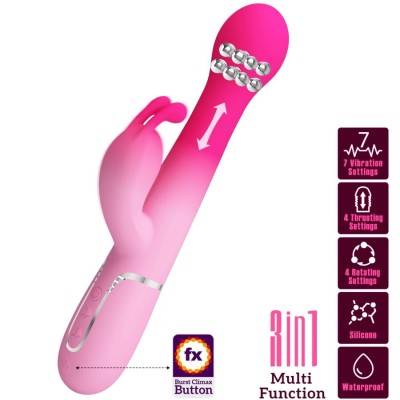 PRETTY LOVE - DEJON 3 EM 1 MULTIFUNCIONAL RABBIT VIBRADOR ROSA - D-242716 - Dona Pimenta