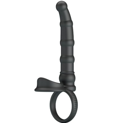 PRETTY LOVE - ANEL VIBRATÓRIO PARA PÉNIS TATUM COM PLUG 10 VIBRAÇÕES PRETO - D-242910 - Dona Pimenta