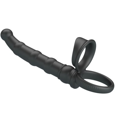 PRETTY LOVE - ANEL VIBRATÓRIO PARA PÉNIS TATUM COM PLUG 10 VIBRAÇÕES PRETO - D-242910 - Dona Pimenta