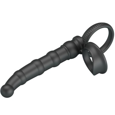 PRETTY LOVE - ANEL VIBRATÓRIO PARA PÉNIS TATUM COM PLUG 10 VIBRAÇÕES PRETO - D-242910 - Dona Pimenta