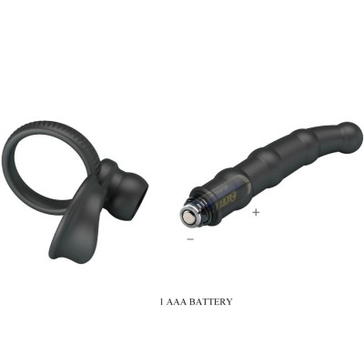 PRETTY LOVE - ANEL VIBRATÓRIO PARA PÉNIS TATUM COM PLUG 10 VIBRAÇÕES PRETO - D-242910 - Dona Pimenta