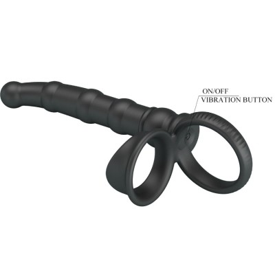 PRETTY LOVE - ANEL VIBRATÓRIO PARA PÉNIS TATUM COM PLUG 10 VIBRAÇÕES PRETO - D-242910 - Dona Pimenta