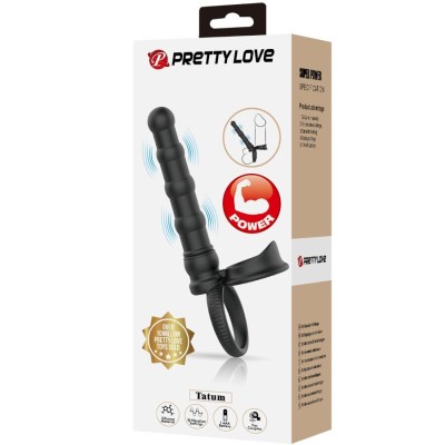 PRETTY LOVE - ANEL VIBRATÓRIO PARA PÉNIS TATUM COM PLUG 10 VIBRAÇÕES PRETO - D-242910 - Dona Pimenta