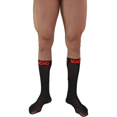 MACHO - MEIAS FINAS TAMANHO ÚNICO PRETO/VERMELHO - D-241317 - Dona Pimenta
