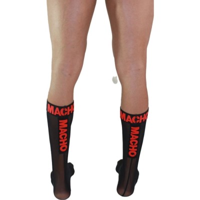 MACHO - MEIAS FINAS TAMANHO ÚNICO PRETO/VERMELHO - D-241317 - Dona Pimenta