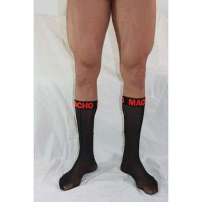 MACHO - MEIAS FINAS TAMANHO ÚNICO PRETO/VERMELHO - D-241317 - Dona Pimenta
