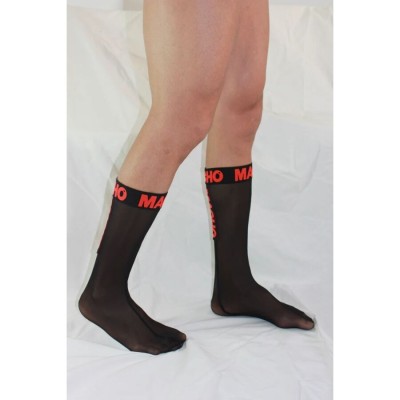 MACHO - MEIAS FINAS TAMANHO ÚNICO PRETO/VERMELHO - D-241317 - Dona Pimenta