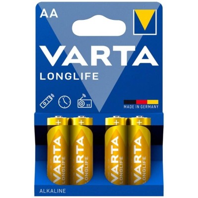VARTA - BATERIA ALCALINA DE LONGA DURAÇÃO AA LR6 BLISTER*4 - D-242552 - Dona Pimenta