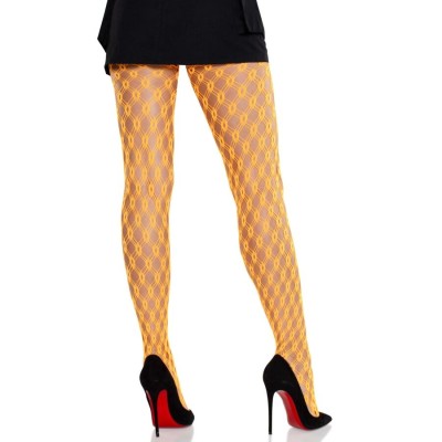 LEG AVENUE - CALÇA-CALÇA RENDA COM ILHÃS LARANJA NEON - D-243087 - Dona Pimenta