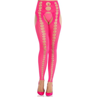 LEG AVENUE - MEIAS OPACAS SEM ALÇAS E SEM COSTURAS ROSA NEON - D-243090 - Dona Pimenta